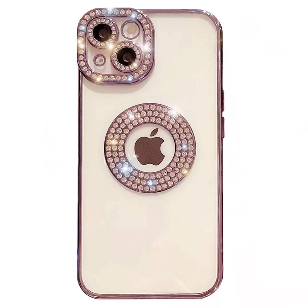 iPhone 15 Plus/iPhone 14 Plus Clear Case Diamond with Camera Protection Rose Gold